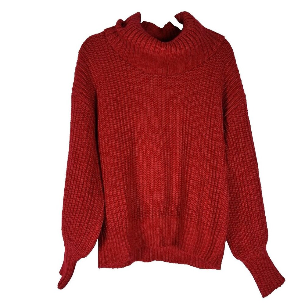 Nine West Knit Long Sleeve Red Pullover Sweater Turtleneck Size XL